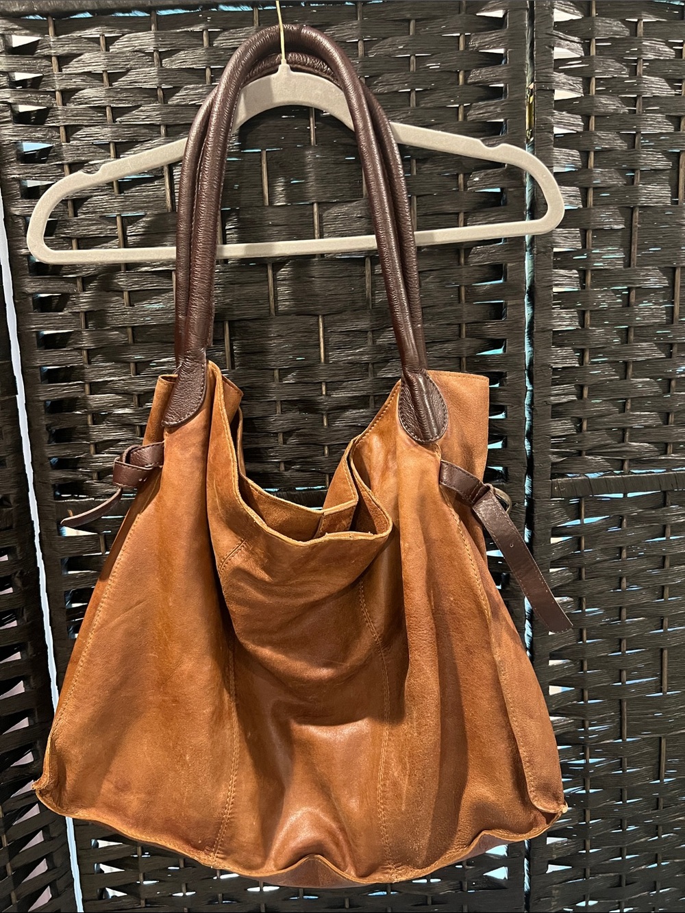 Free People We the Free Leather Hobo Tote Bag - Brown